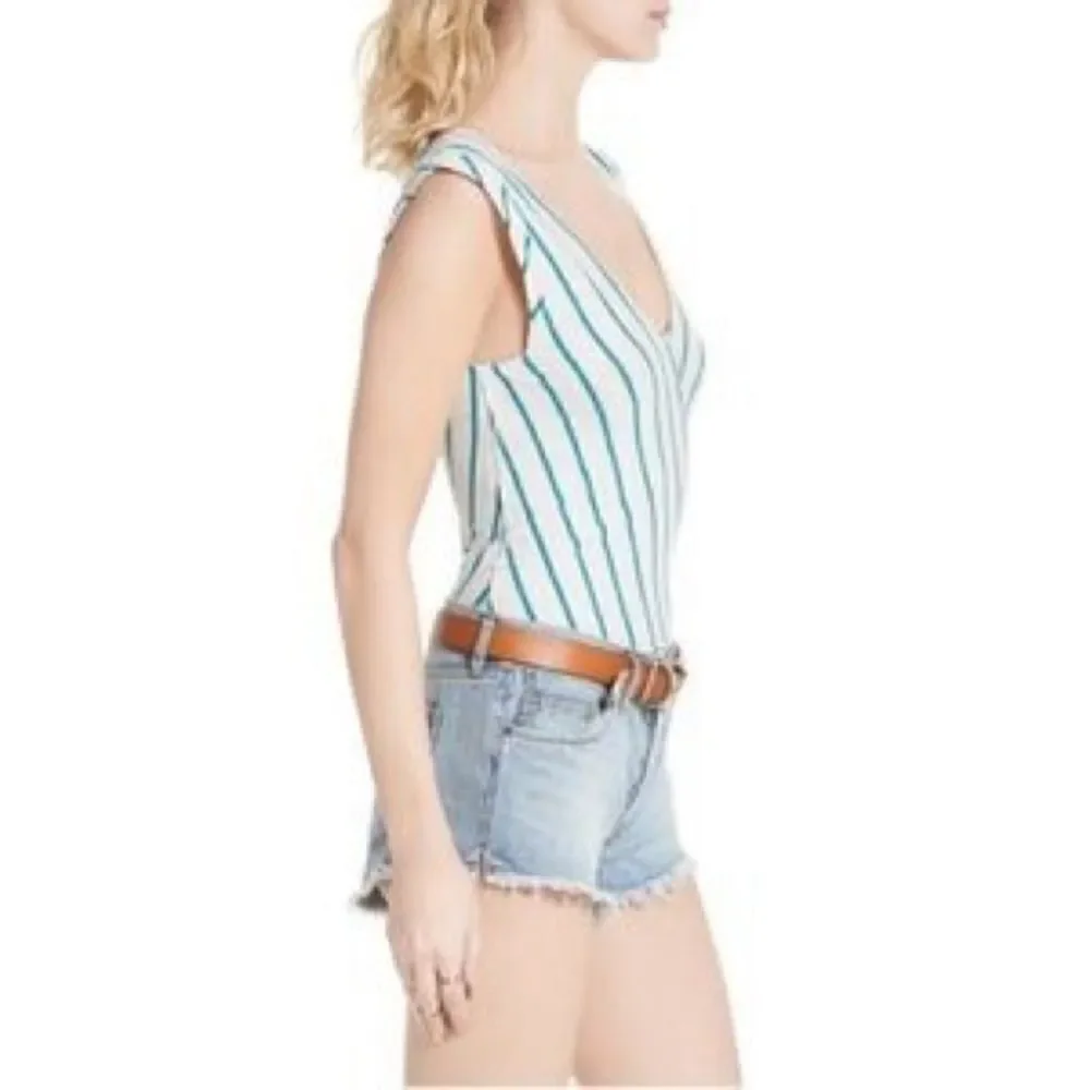 New FREE PEOPLE Backless Stripe Tank Top Pink M